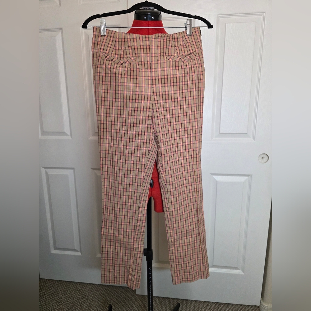 Anthropologie Plaid Ankle Pants - Red and Tan